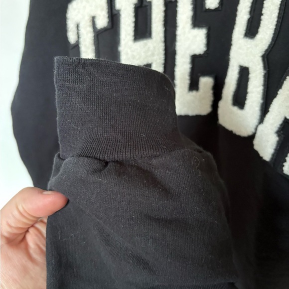 The Bar Black Oversized Crewneck Sweatshirt Chenille Varsity Logo XXXL Rare Size - Picture 4 of 5